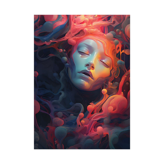 Abstract Cyber Dreamscape: Digital Artwork - Poster