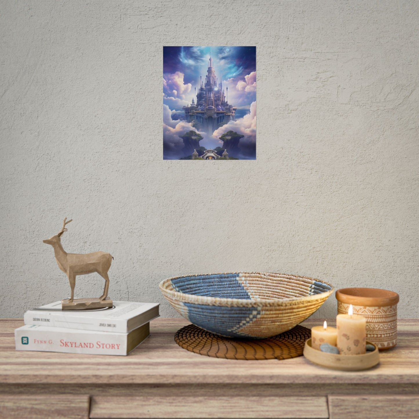 Celestial Fantasy Floating City: Dreamlike Artwork - Poster