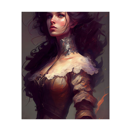 Lovely Brown Hair Portrait: Stunning Female Art - Poster