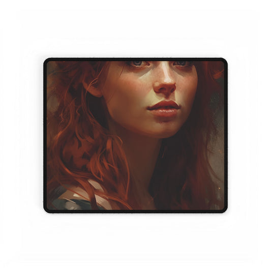 Stunning Redhead Female Portrait: Neutral Expression Art - Desk Mat