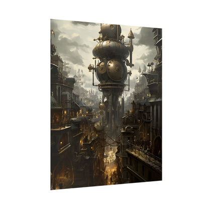 Vibrant Steampunk City: A World of Wonder - Poster