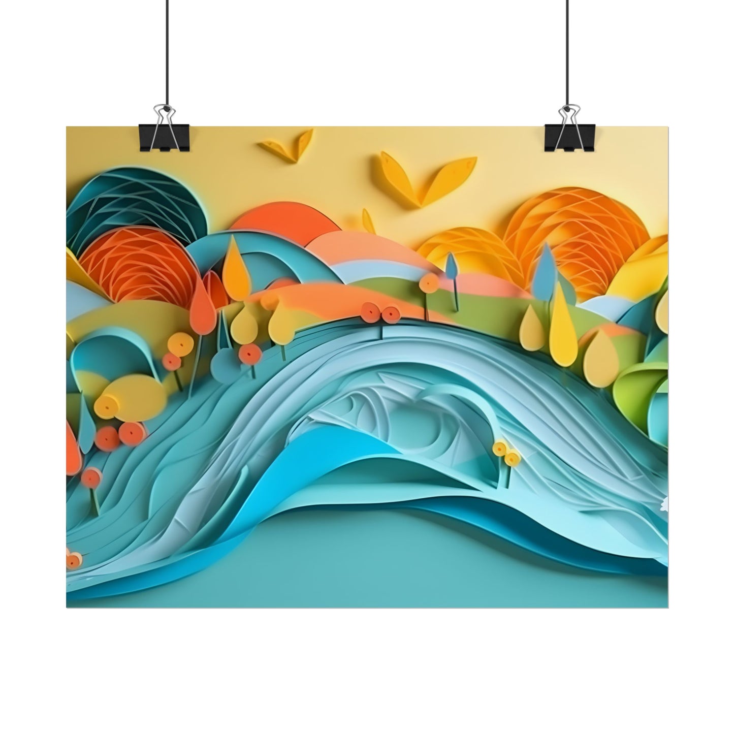 Magical Peaceful Beach: Paper Quilled Serenity - Poster