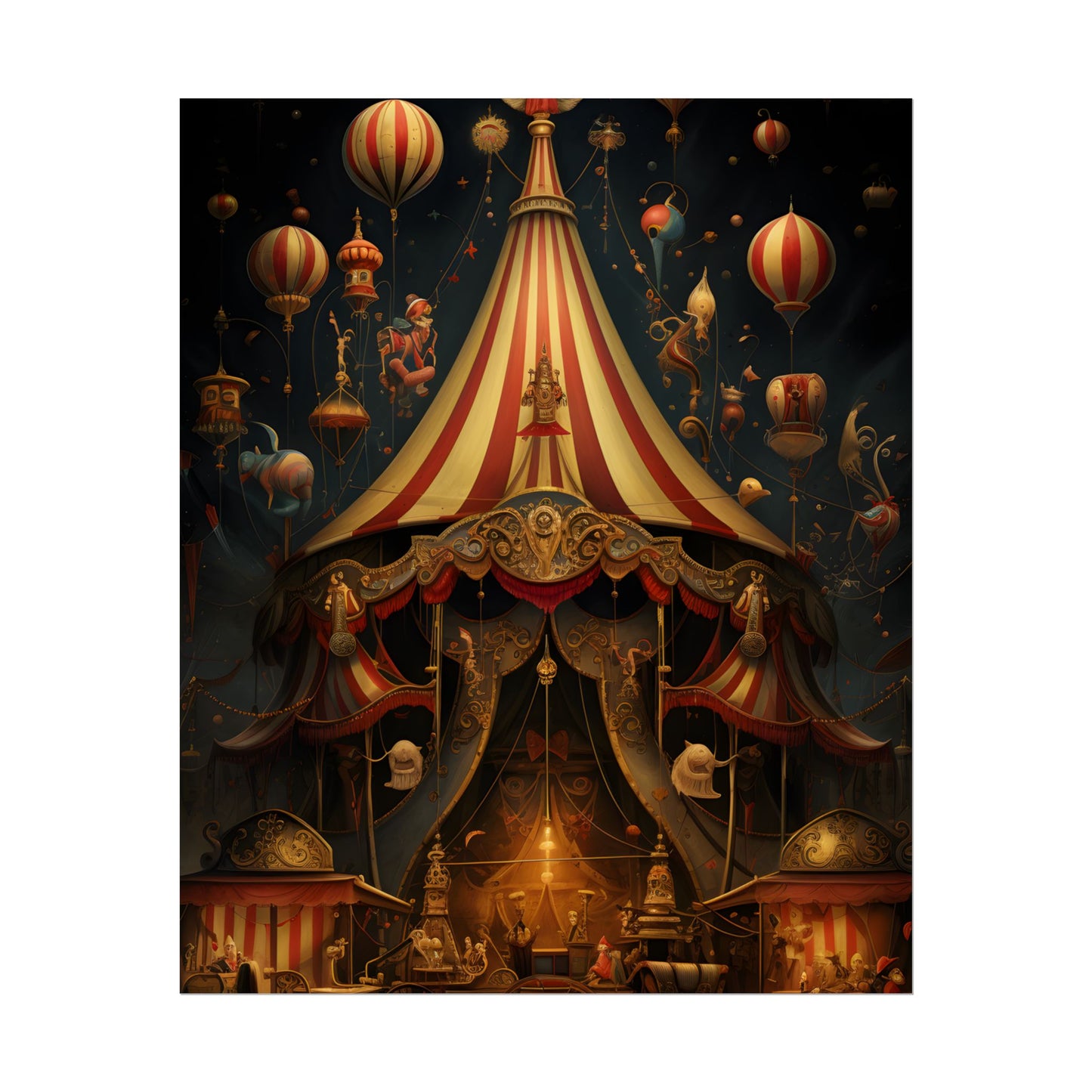 Whimsical Clockwork Circus: Fantastical Art with Vibrant Details - Poster