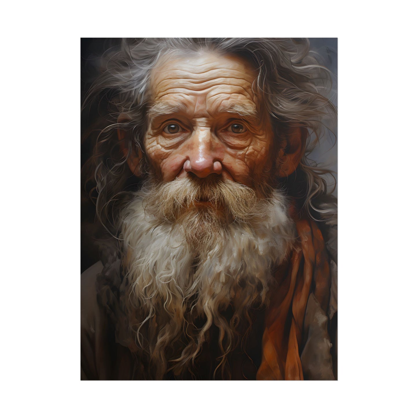Elderly Wisdom: Realistic Portrait Art - Poster