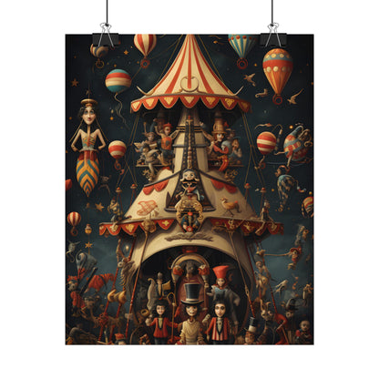 Whimsical Clockwork Circus: Fantastical Artwork in Vibrant Colors - Poster
