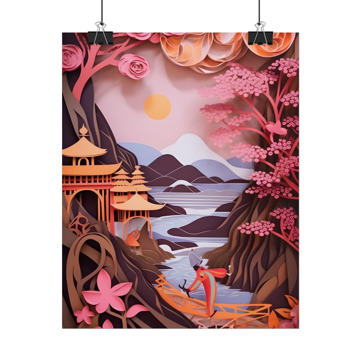 Japanese Vibrance: Eye-Catching Paper Quilled Landscape Art - Poster