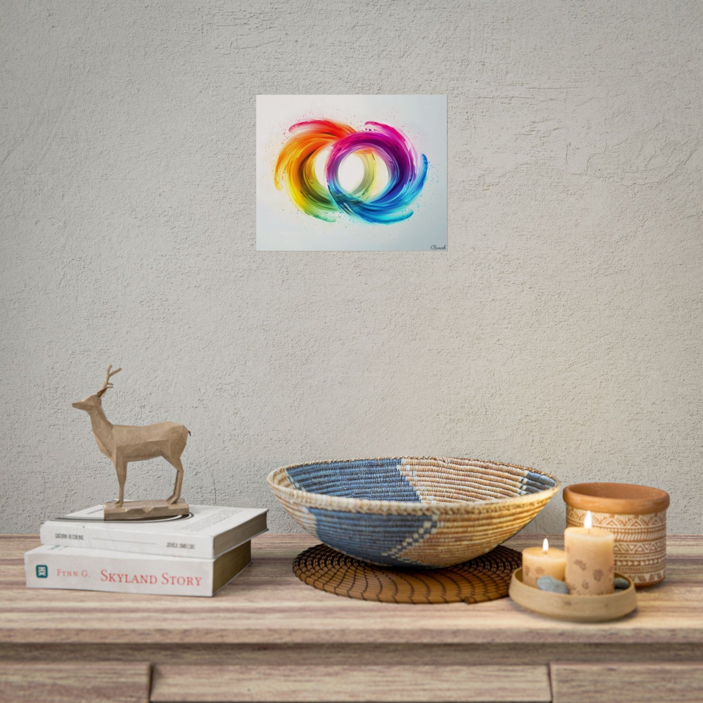 Swirling Colors: Gradient Artwork with Red, Blue, and Yellow Circles - Poster