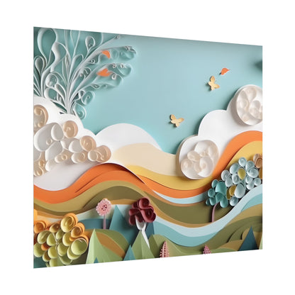 Peaceful Beach Serenade: Paper Quilling Art - Poster