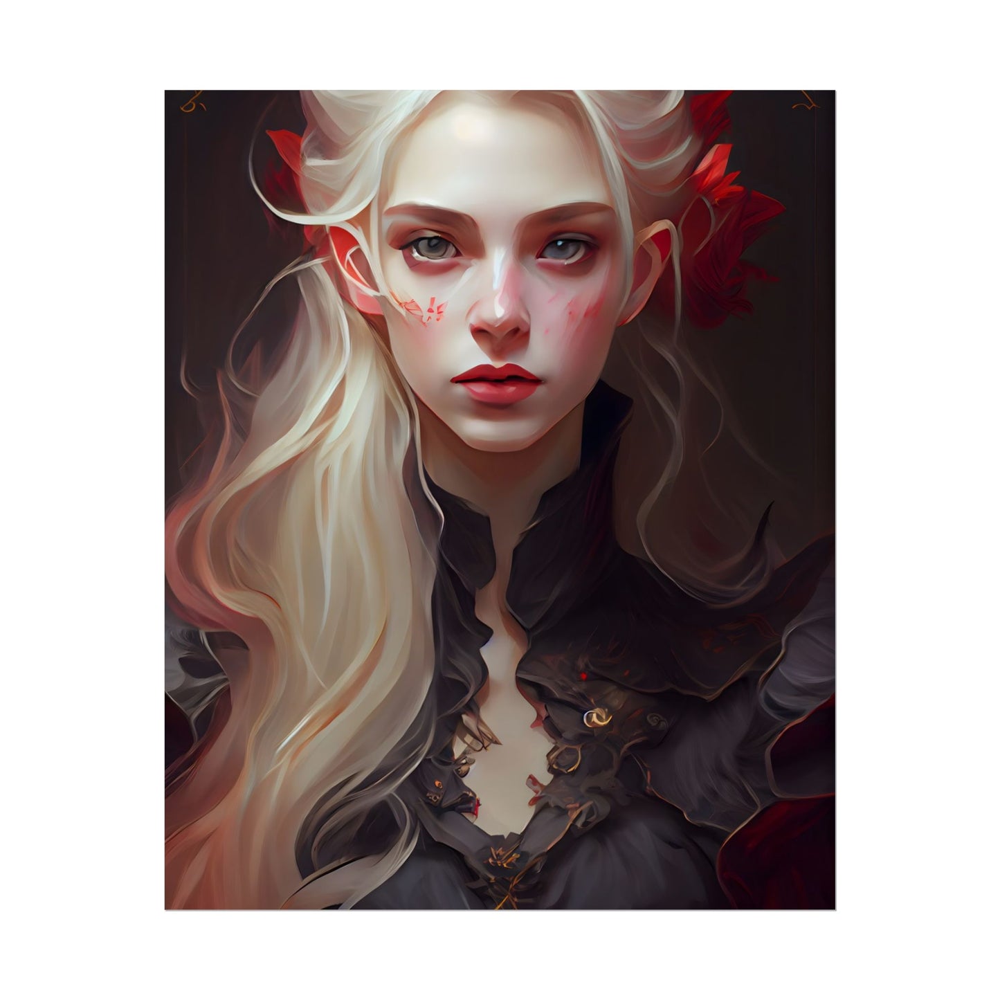 Beautiful Blonde Portrait: A Stunning Female in Black Top - Poster