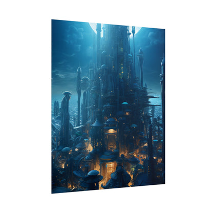 Underwater Futuristic Cityscape: Close Up Digital Artwork - Poster
