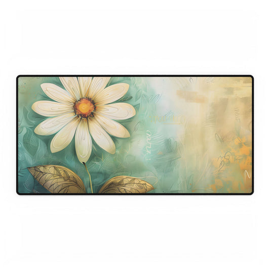Whimsical Blooming Flower: Growth Mindset in Soft Pinks & Vibrant Reds - Desk Mat
