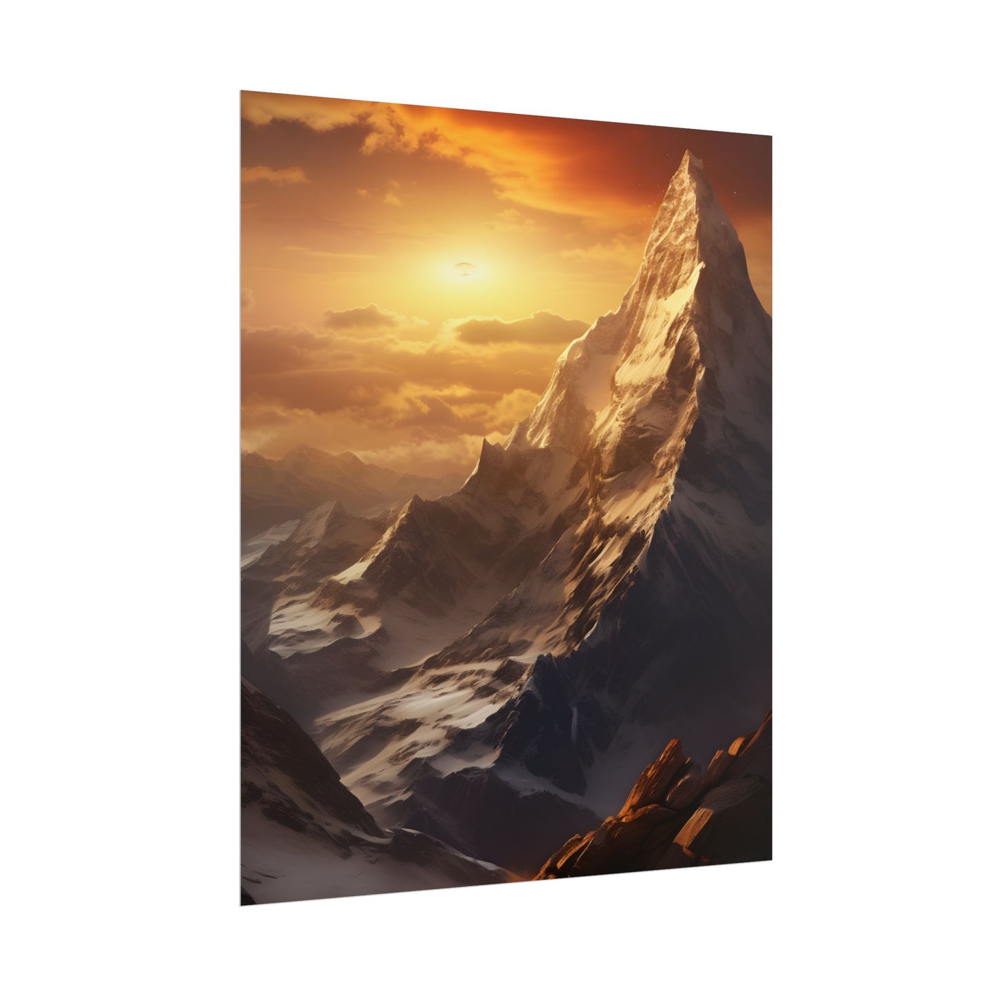 Majestic Mountain Summit: Epic Sunrise View - Nature Landscape Art - Poster