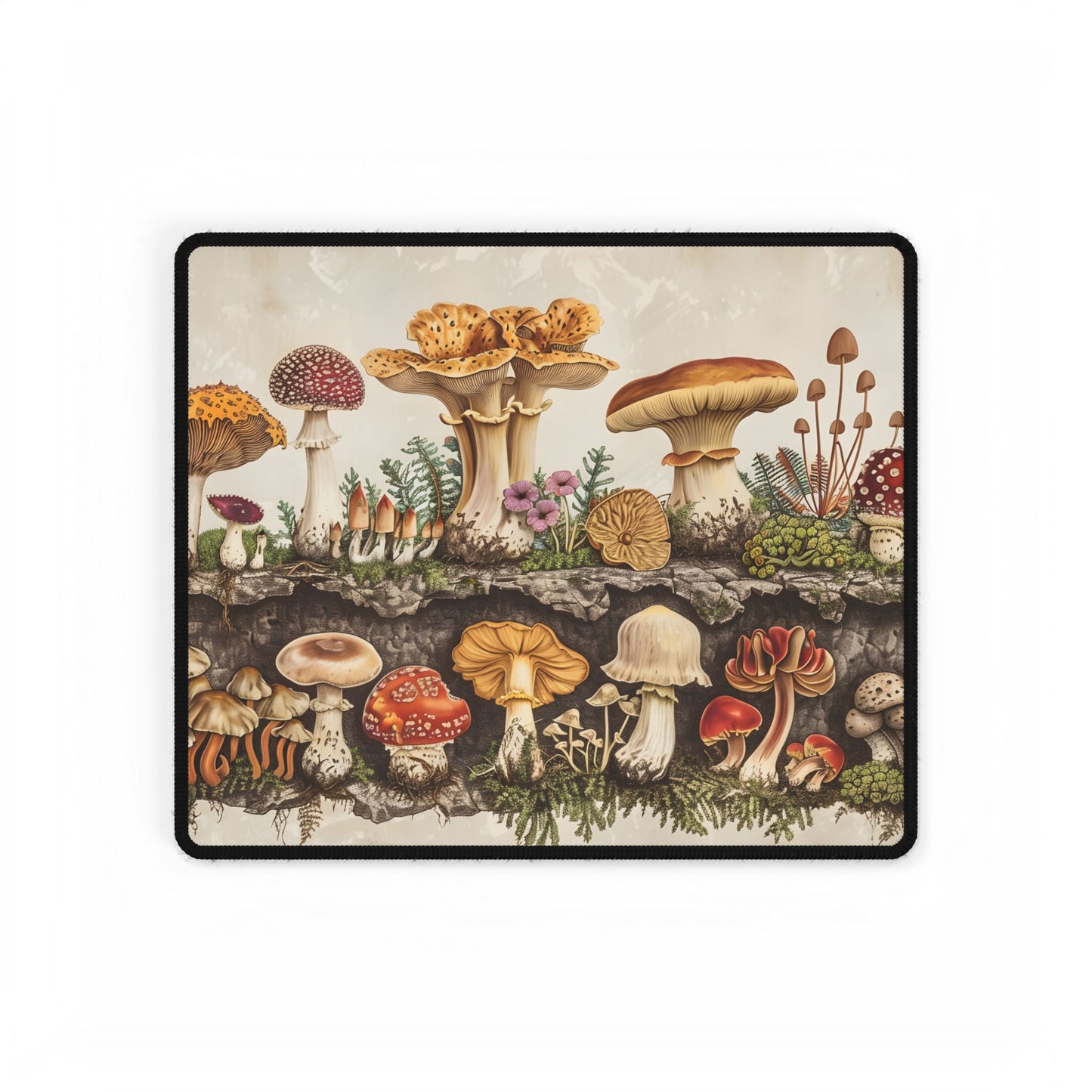 Vintage Mushroom Illustration: Detailed Artwork - Desk Mat