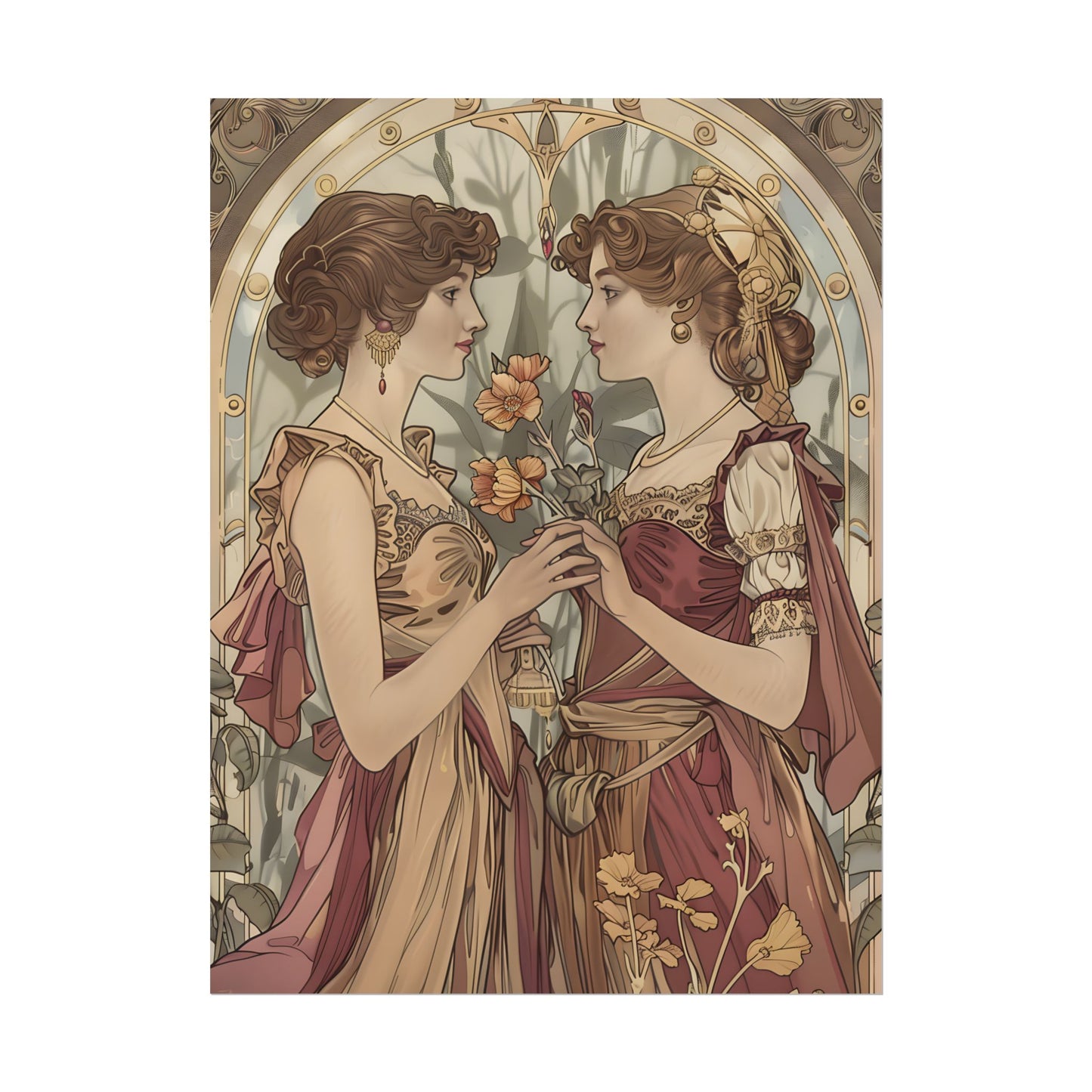 Middle Eastern Floral Beauty: Traditional Attire Digital Art - Poster