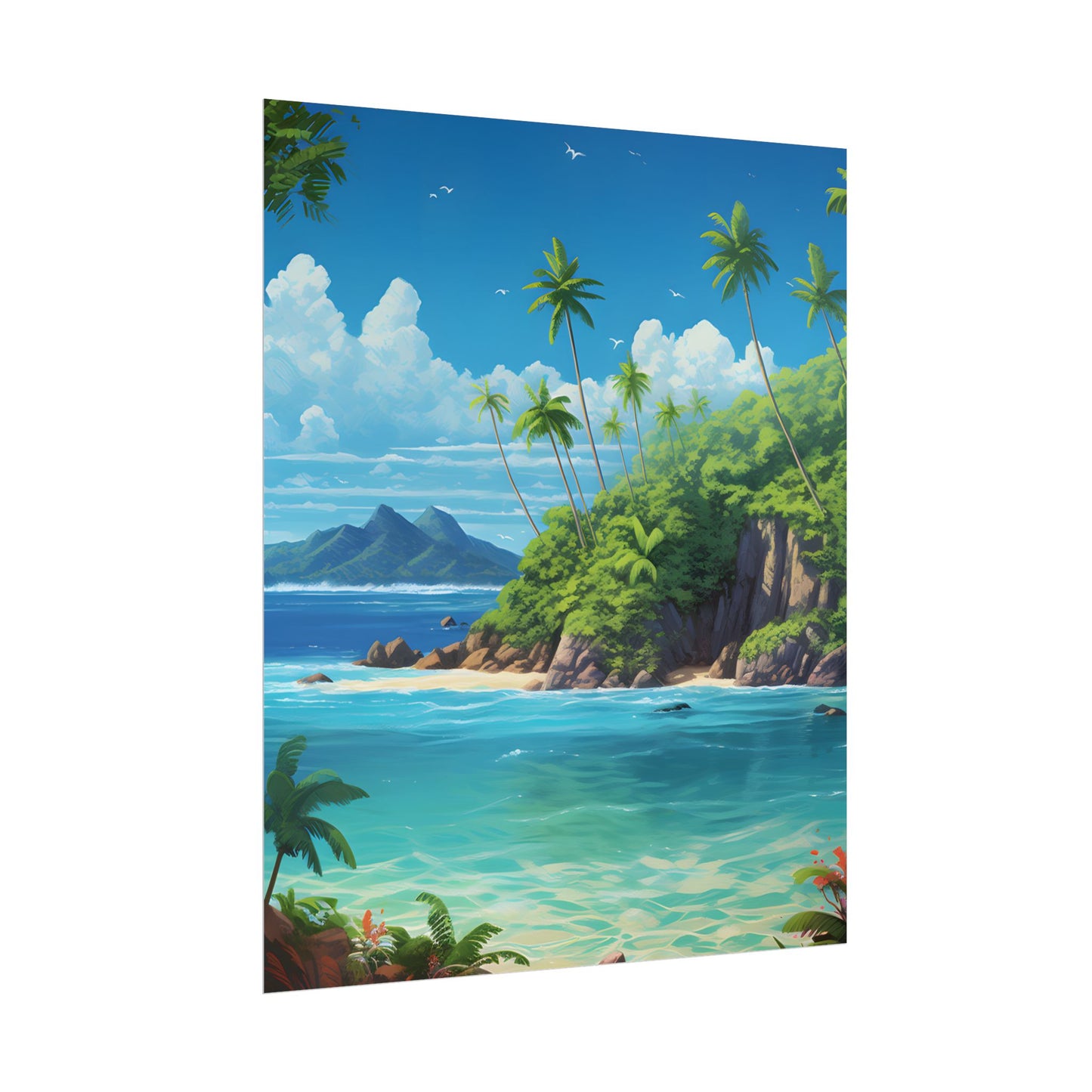 Tranquil Tropical Paradise: Calming Island Scene Art - Poster
