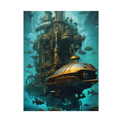 Steampunk Oceanic Adventure: Brass Skirted Explorer - Poster