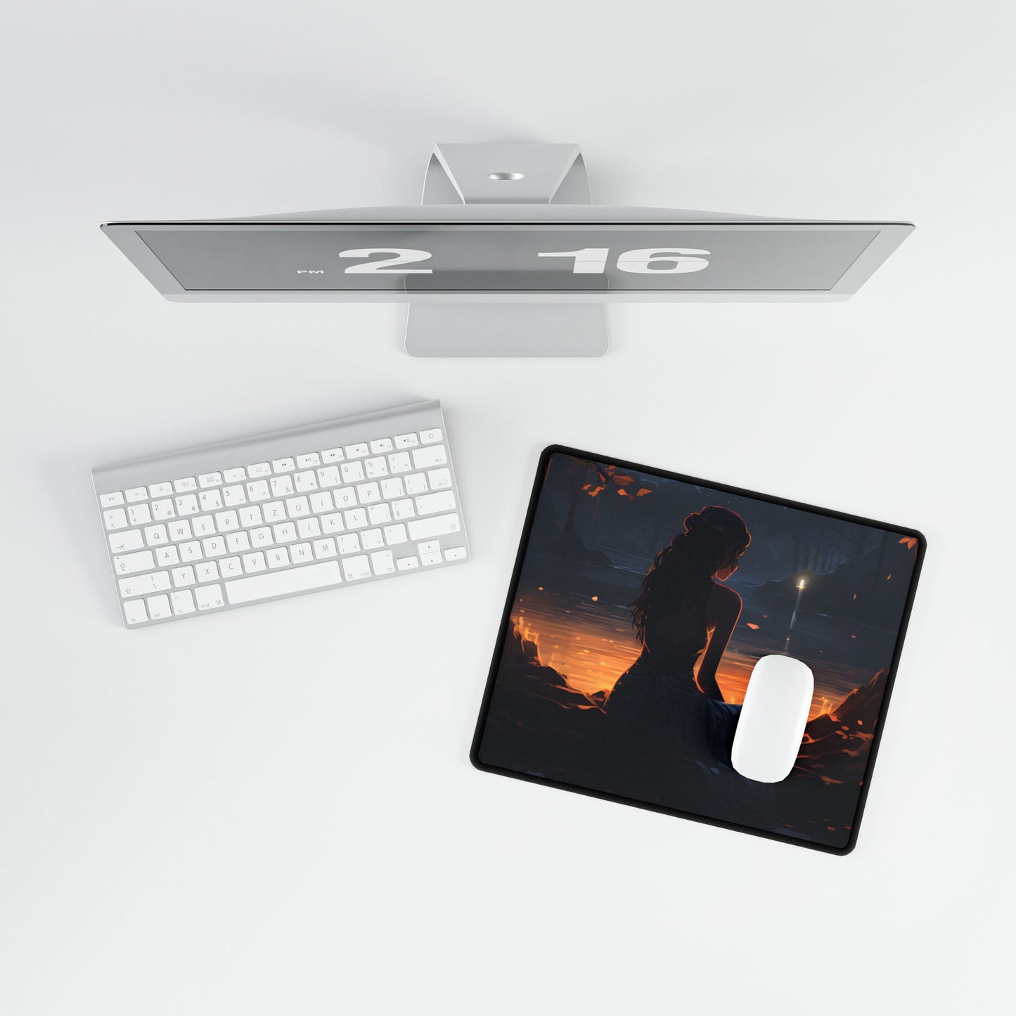 Calm Ocean Beach Scene: Late Afternoon Peace - Desk Mat