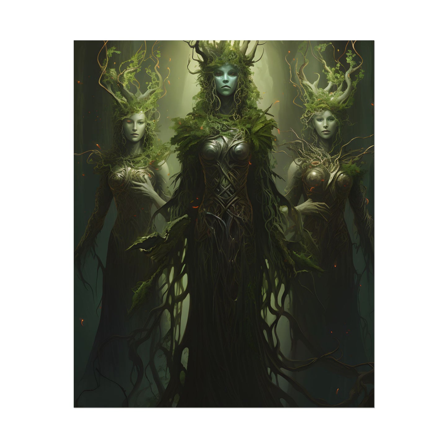 Mystical Forest Guardians: Ancient Tree Spirits Digital Art - Poster