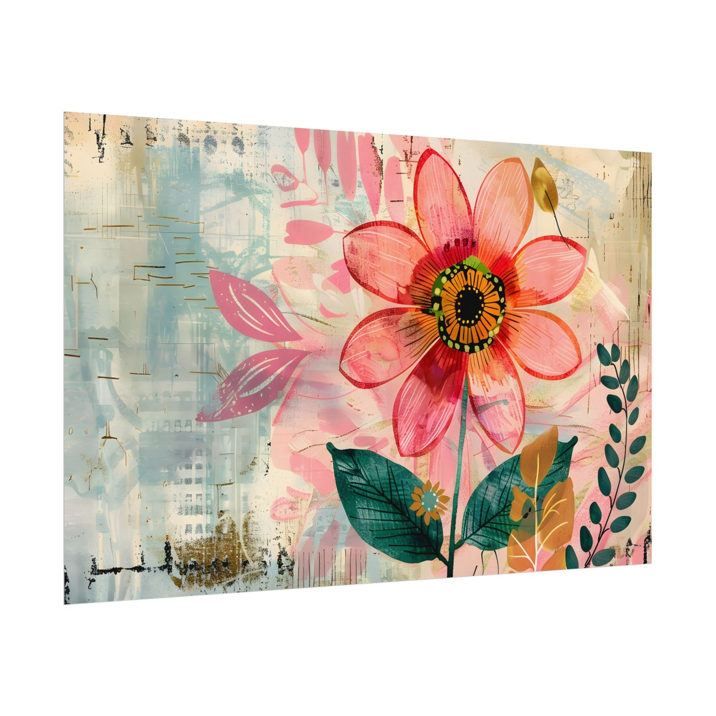 Blooming Growth: Whimsical Flower Art - Poster