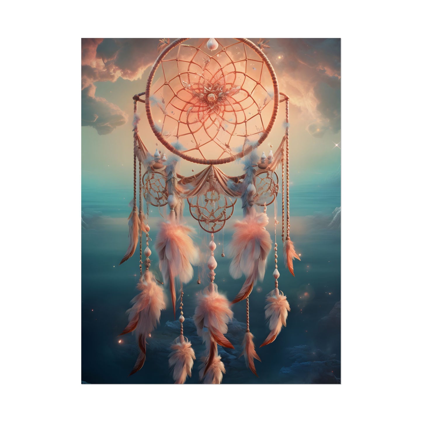Ethereal Dreamcatcher Realm: Surreal Dreamscape Digital Art - Poster
