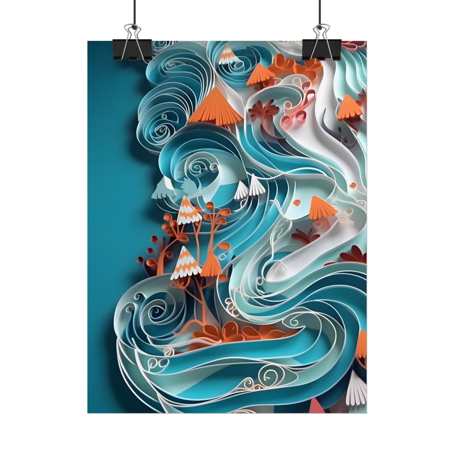 Paper Quilled Canyon Landscape: Natural Desert Artwork - Poster