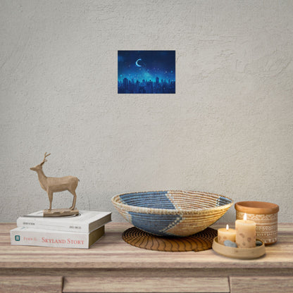 Peaceful Night Sky with Crescent Moon: Starry Digital Art - Poster