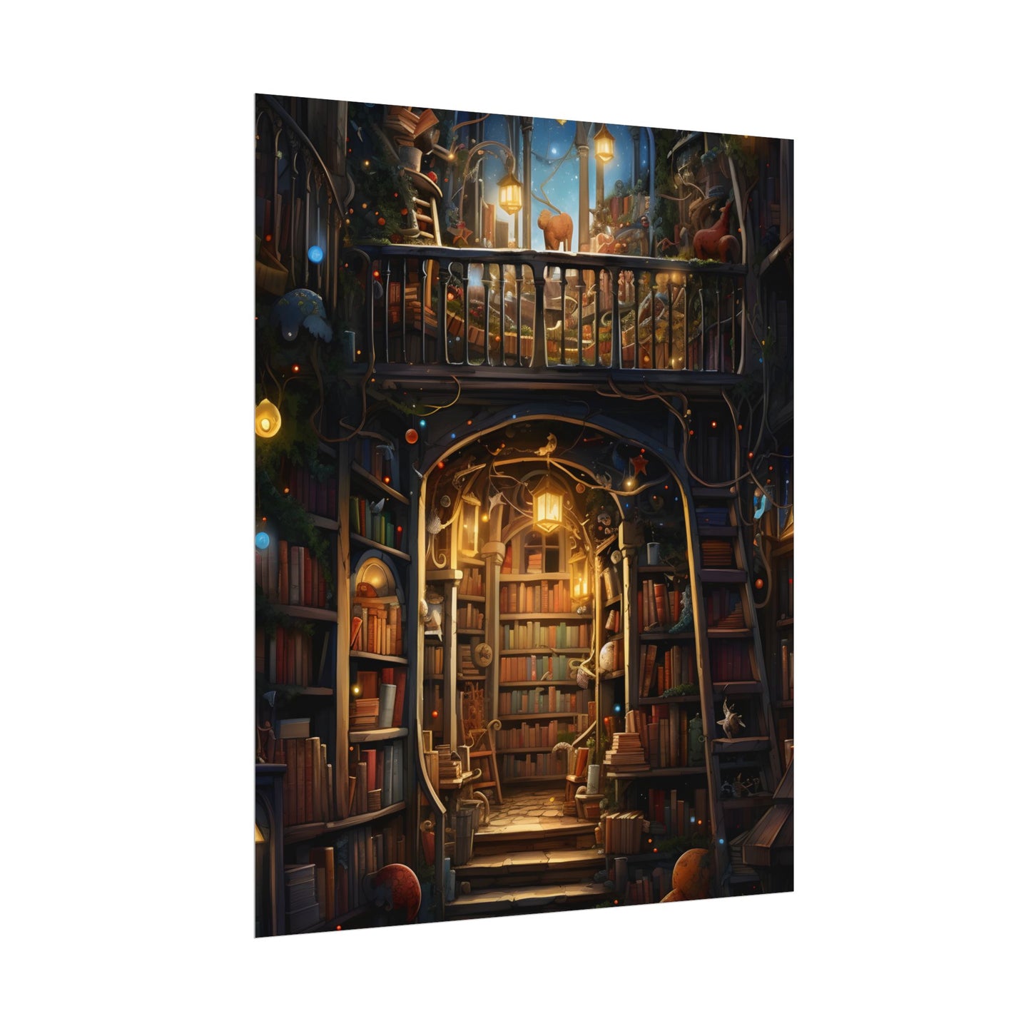Magical Bookshop Art: A Serene & Enchanting Scene - Poster