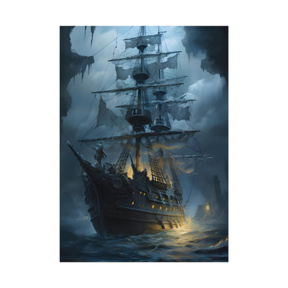 Ghost Pirate Sails: Mysterious Ocean Artwork - Poster
