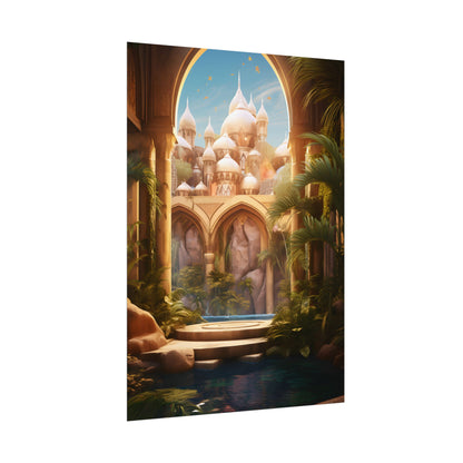Mythical Desert Oasis: Arabian Nights Inspired Artwork - Poster