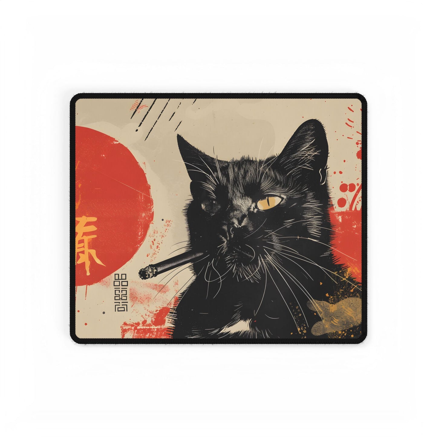 Whimsical Cat Smokes: Humorous Indoor Art - Desk Mat