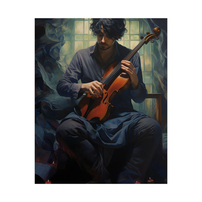 Mysterious Musician: Intimate Guitar Portrait - Poster