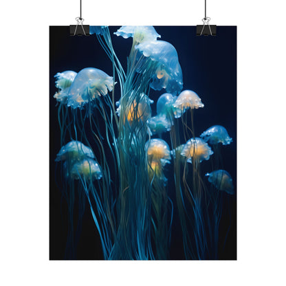 Bioluminescent Oceanic Ballet: Dancer's Magical Night Performance - Poster