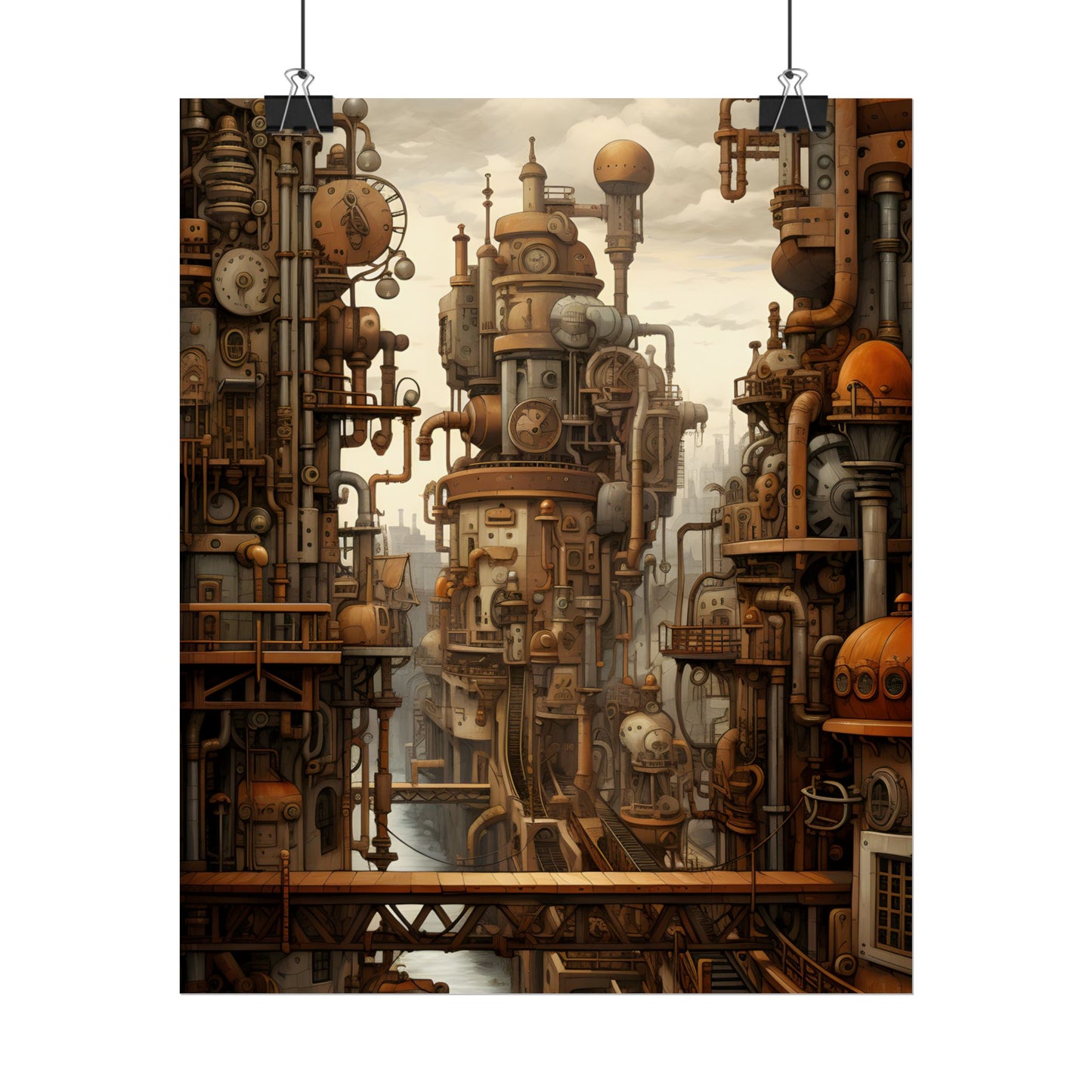 Steampunk Cityscape: Vintage Parisian Dreamscape - Poster