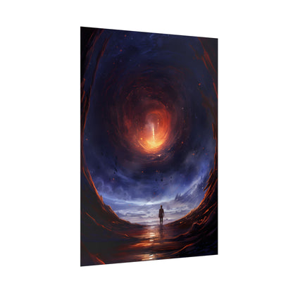 Mysterious Black Hole Cosmos: Space Art with Planetary Orbits - Poster