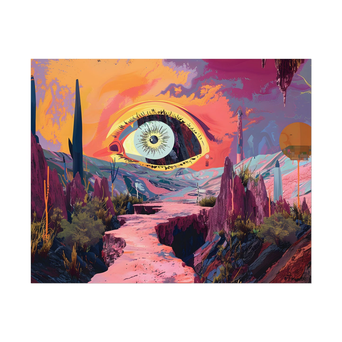 Surreal Eye: Vibrant Landscape Digital Art - Poster