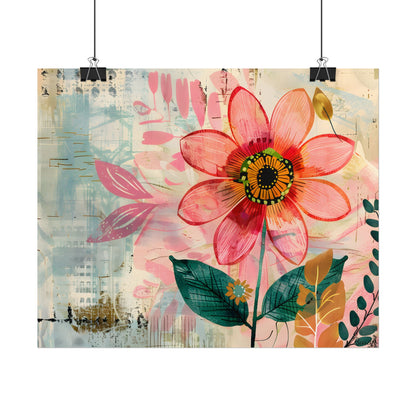 Blooming Growth: Whimsical Flower Art - Poster