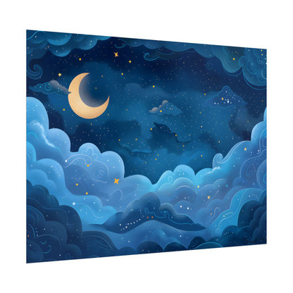 Whispers of a Whimsical Night Sky: Dreamy Celestial Artwork - Poster