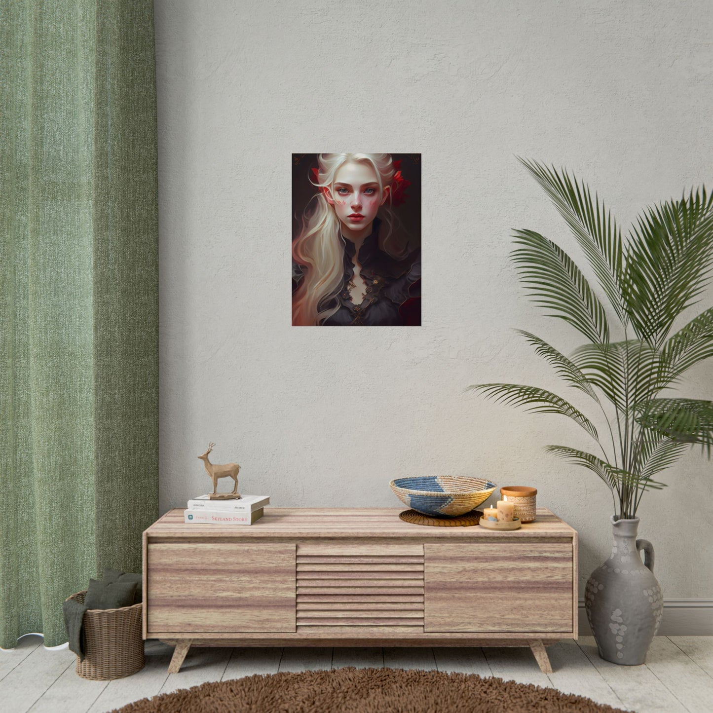 Beautiful Blonde Portrait: A Stunning Female in Black Top - Poster