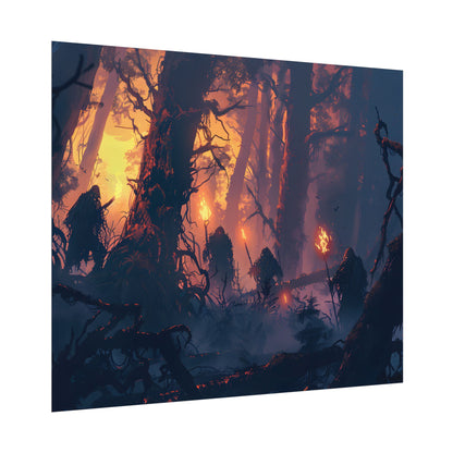 Forest Gathering at Sunset: Peaceful Woodland Scene - Poster