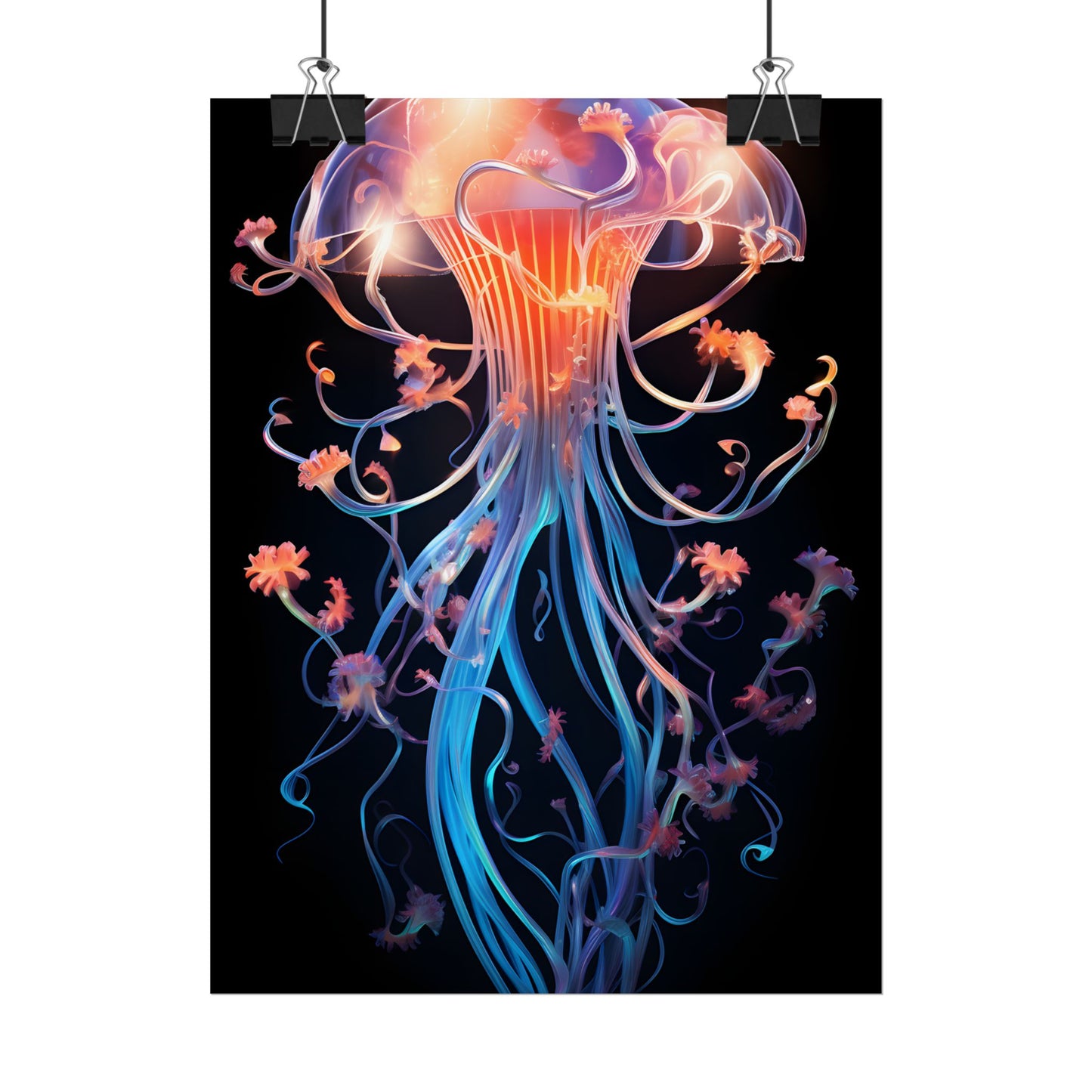 Bioluminescent Oceanic Ballet: Elegantly Poised Dancer in Underwater Performance - Poster