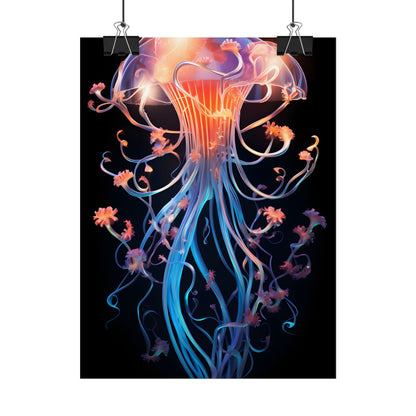 Bioluminescent Oceanic Ballet: Elegantly Poised Dancer in Underwater Performance - Poster