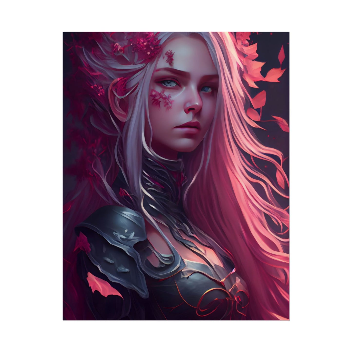 Astonishing Female Portrait with Pink Hair: Artistic Vision - Poster