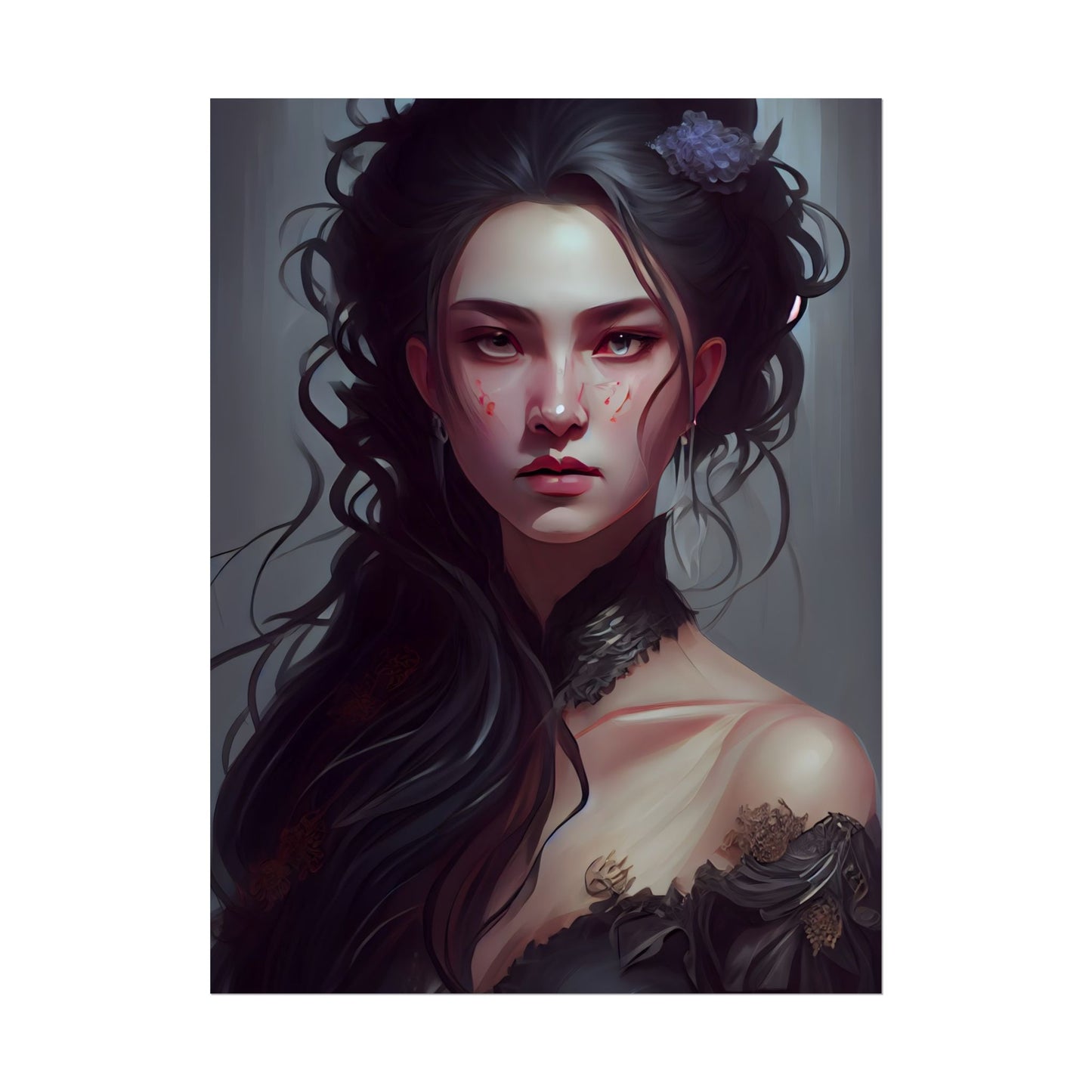 Astonishing Female Portrait: Dr. Black Hair Elegance - Poster