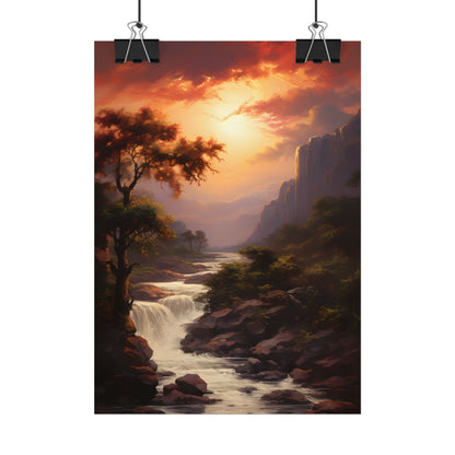 Breathtaking Waterfall Oil Painting: Meticulous Artwork - Poster
