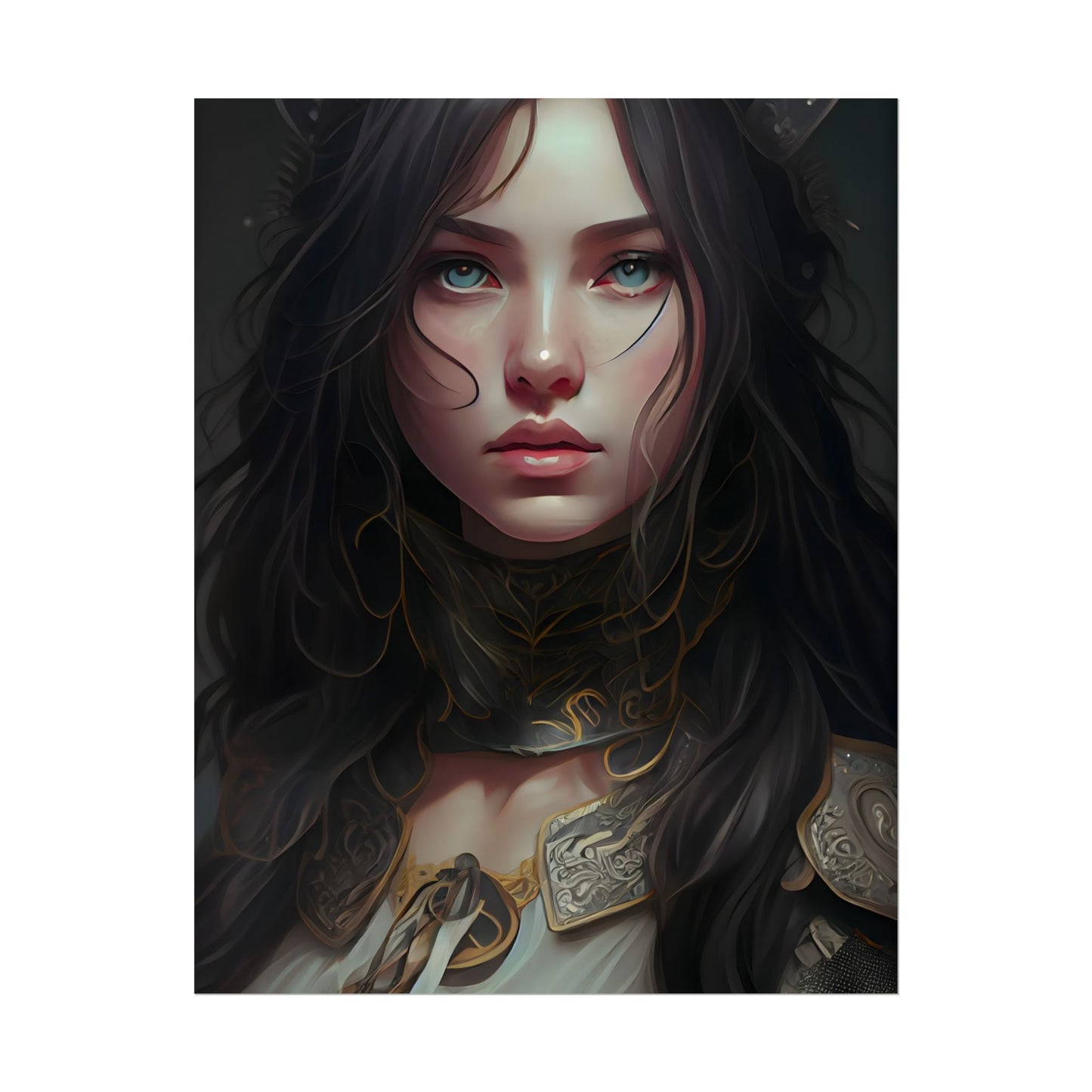 Vibrant Red Portrait: Dynamic Female Artwork - Poster