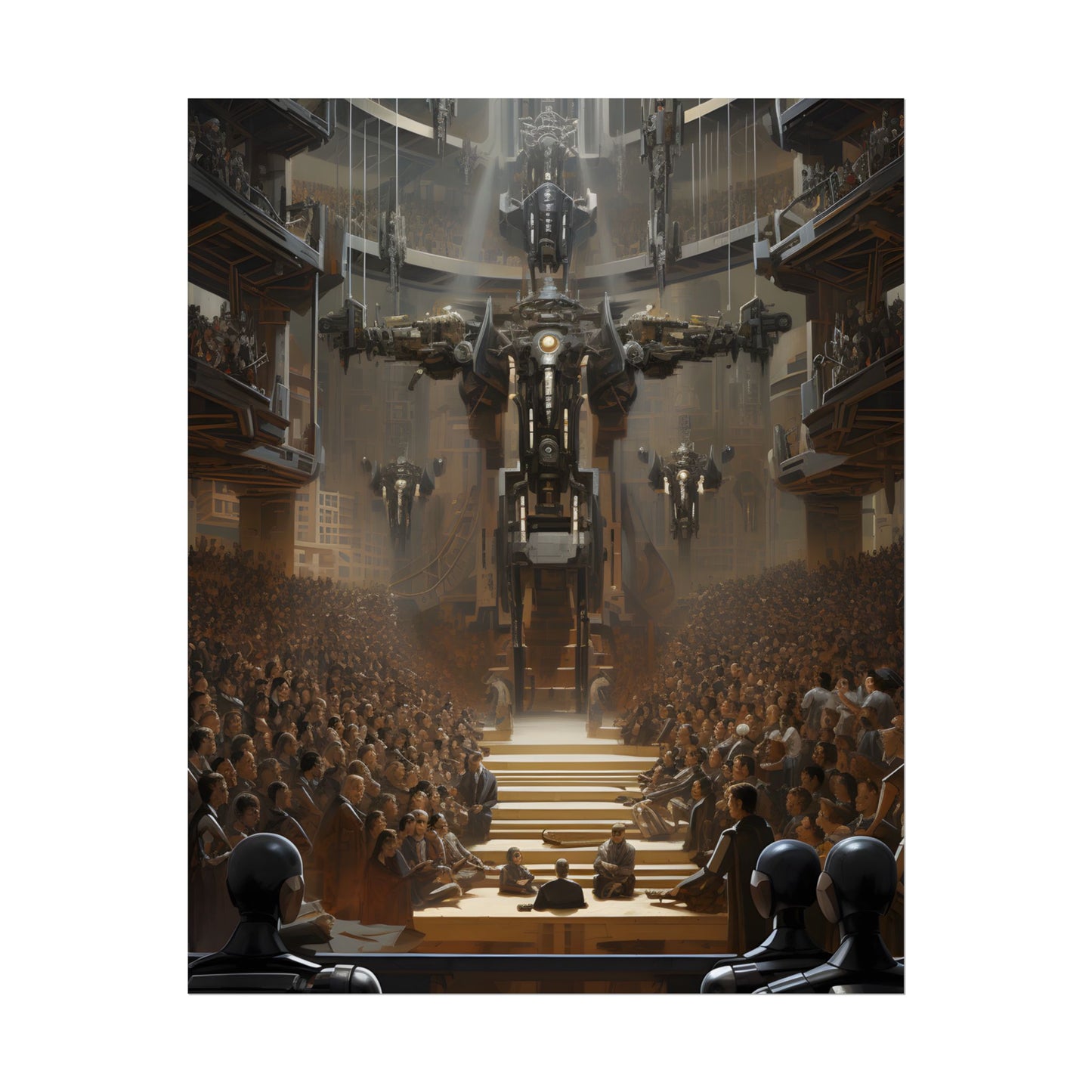 Robot Symphony: Elevated View of Robot Orchestra - Poster
