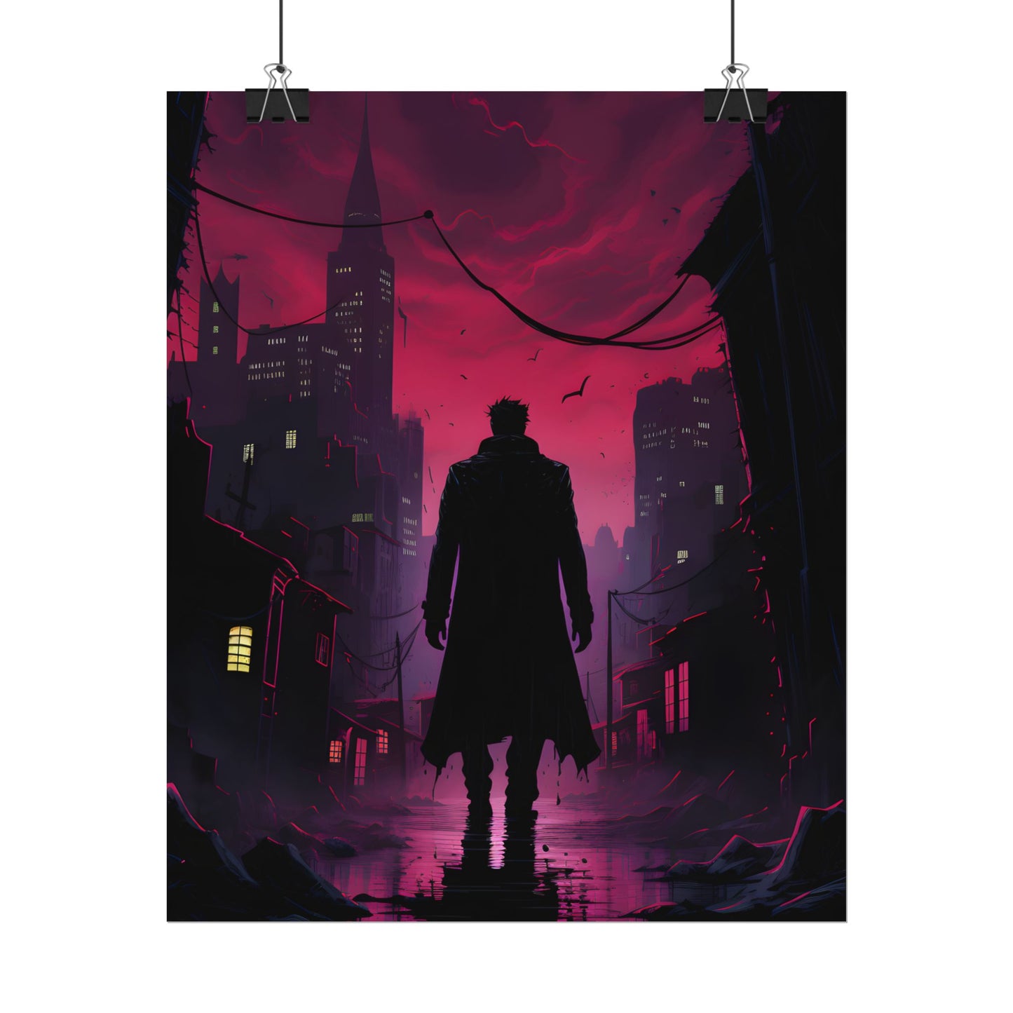 Gritty Urban Scene: Detective in Thought - Poster