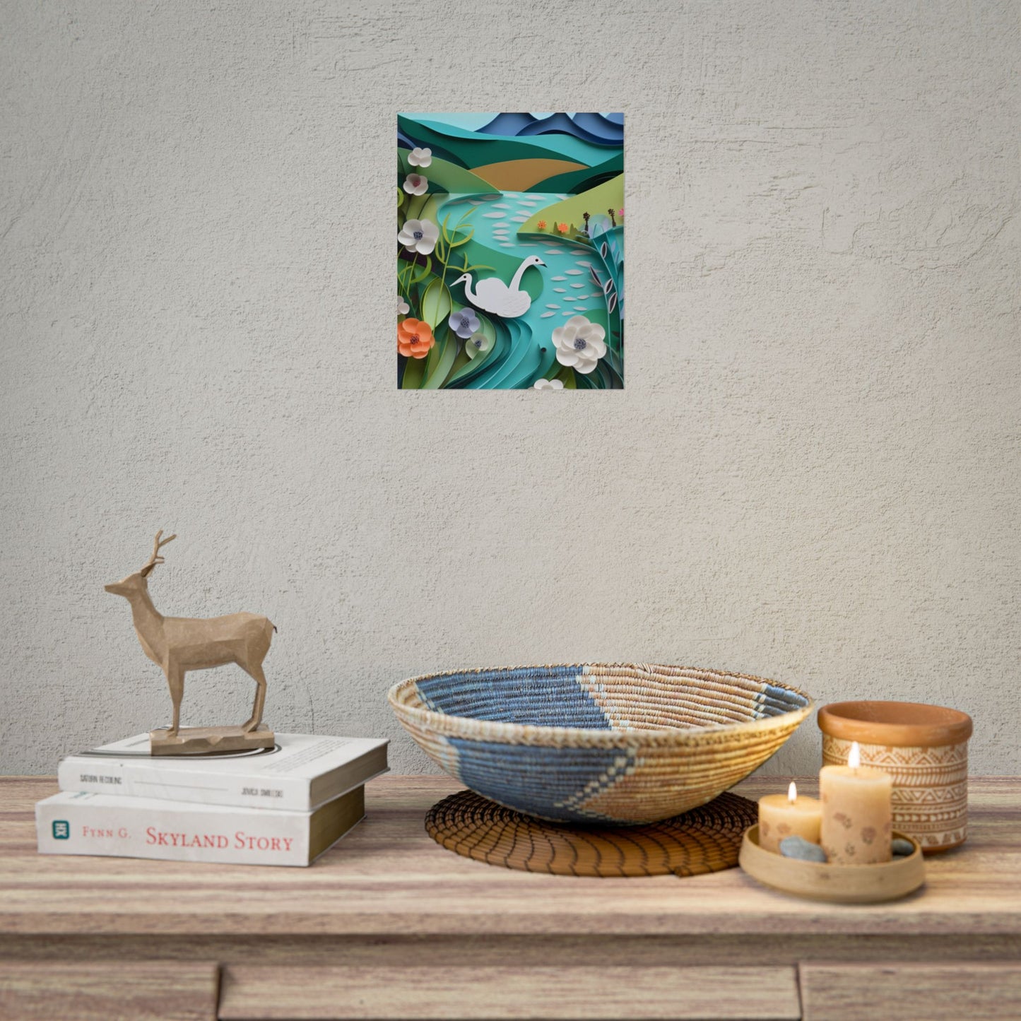 Vibrant Paper Quilling Island: A Beautiful Tropical Landscape - Poster