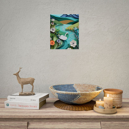 Vibrant Paper Quilling Island: A Beautiful Tropical Landscape - Poster