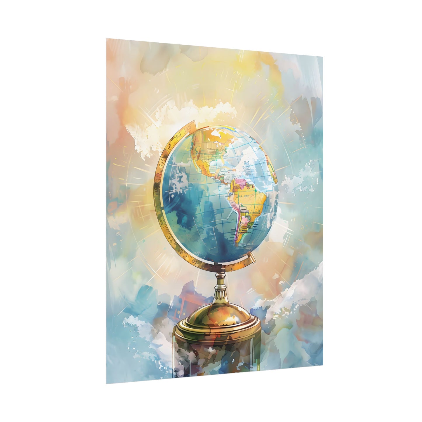 Vintage-Style Globe: World Map with Iconic Features - Poster